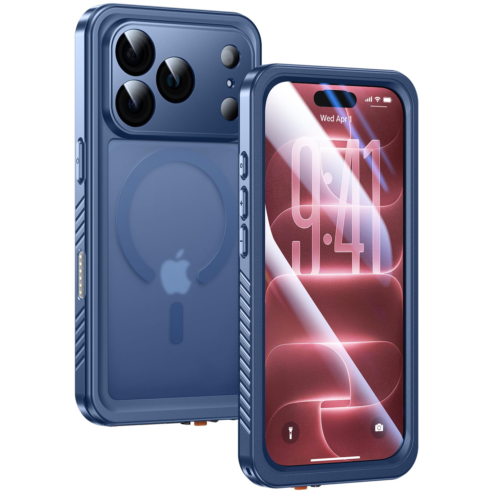 Lanhiem for iPhone 18 Pro Max Waterproof Case, Fit for MagSafe (Blue/Clear) | Magnetic, B…