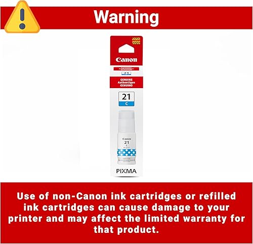 Miniatura 4 de Botella de tinta Canon GI-21 cian genuina, compatible con impresoras Megatank G1220, G2260, G3260, G1230, G2270, G3270, G4270, G3290 y G4280