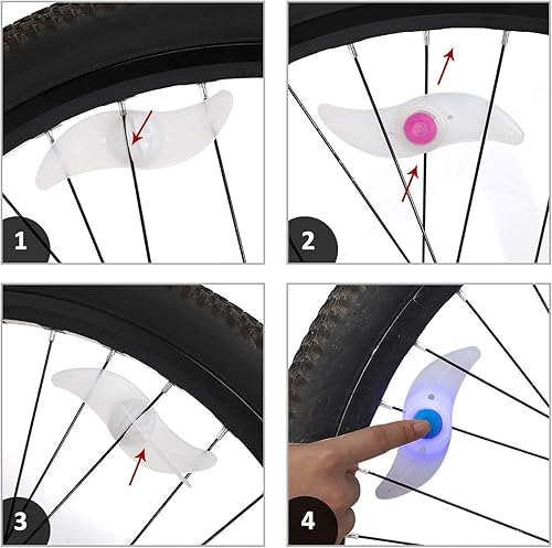 Vista 13 de Bike Wheel Spoke Lights 6-Pack with Batteries Included, Kid Bicycle Accessories for Boys Girls with 3 Lighting Modes, Easy to Install Spoke Paquete