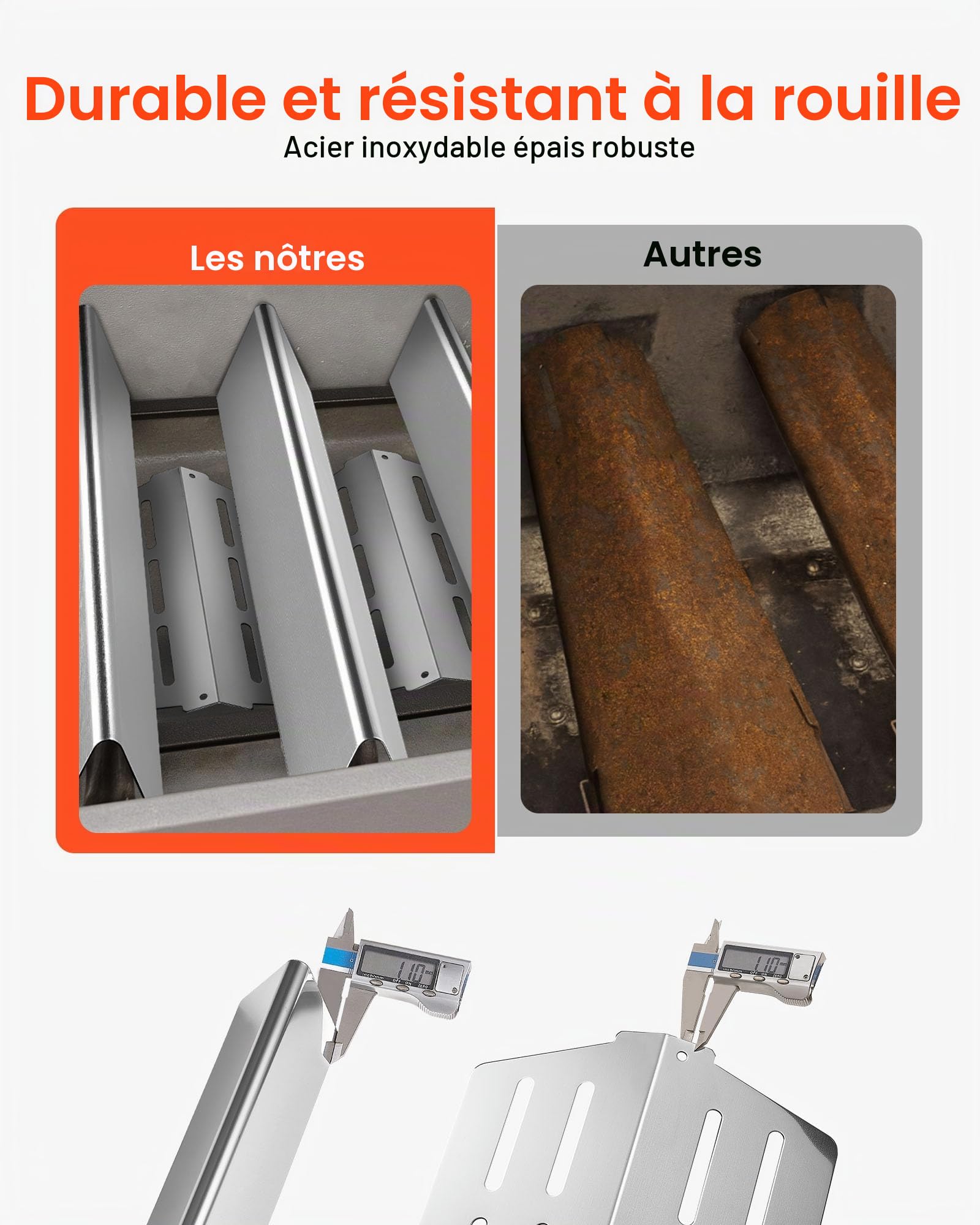 VEVOR Barres Cache-brûleurs et Diffuseur de Chaleur pour Barbecue 7PCs, Déflecteur de Graisse pour Brûleur 44,6 cm, Pièce de Rechange pour Barbecues Weber Genesis Série 300, E310, E320, E330, S310
