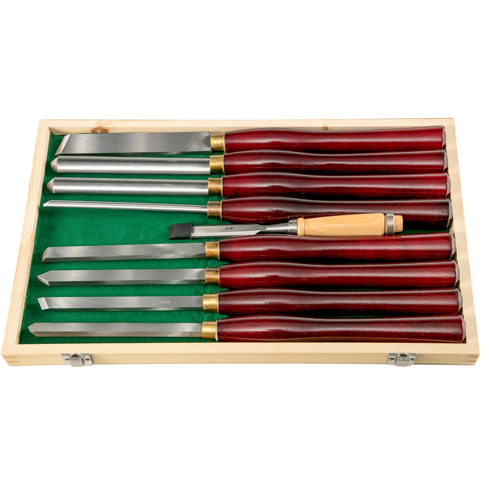 VEVOR Set di Scalpelli per Legno 8 Pezzi Scalpelli per Tornio Lunghezza Lama 17,59 cm ca., Kit di Scalpelli per Lavorazione del Legno