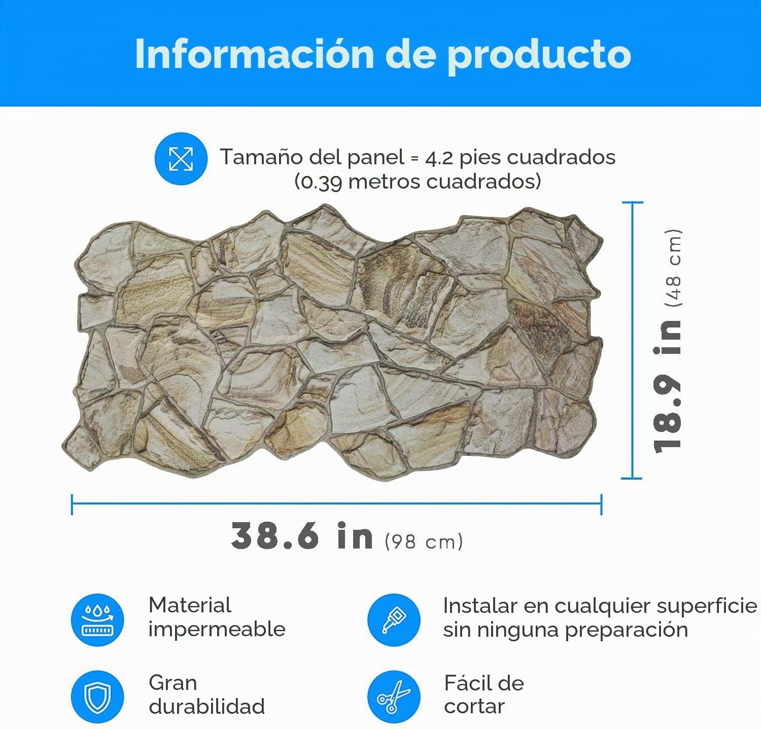 Paneles de pared 3D para decoración de paredes interiores, paneles de revestimiento de pared de piedra arenisca de miel de PVC no adhesivos para el hogar y la oficina - (10 piezas/4,7 m2)