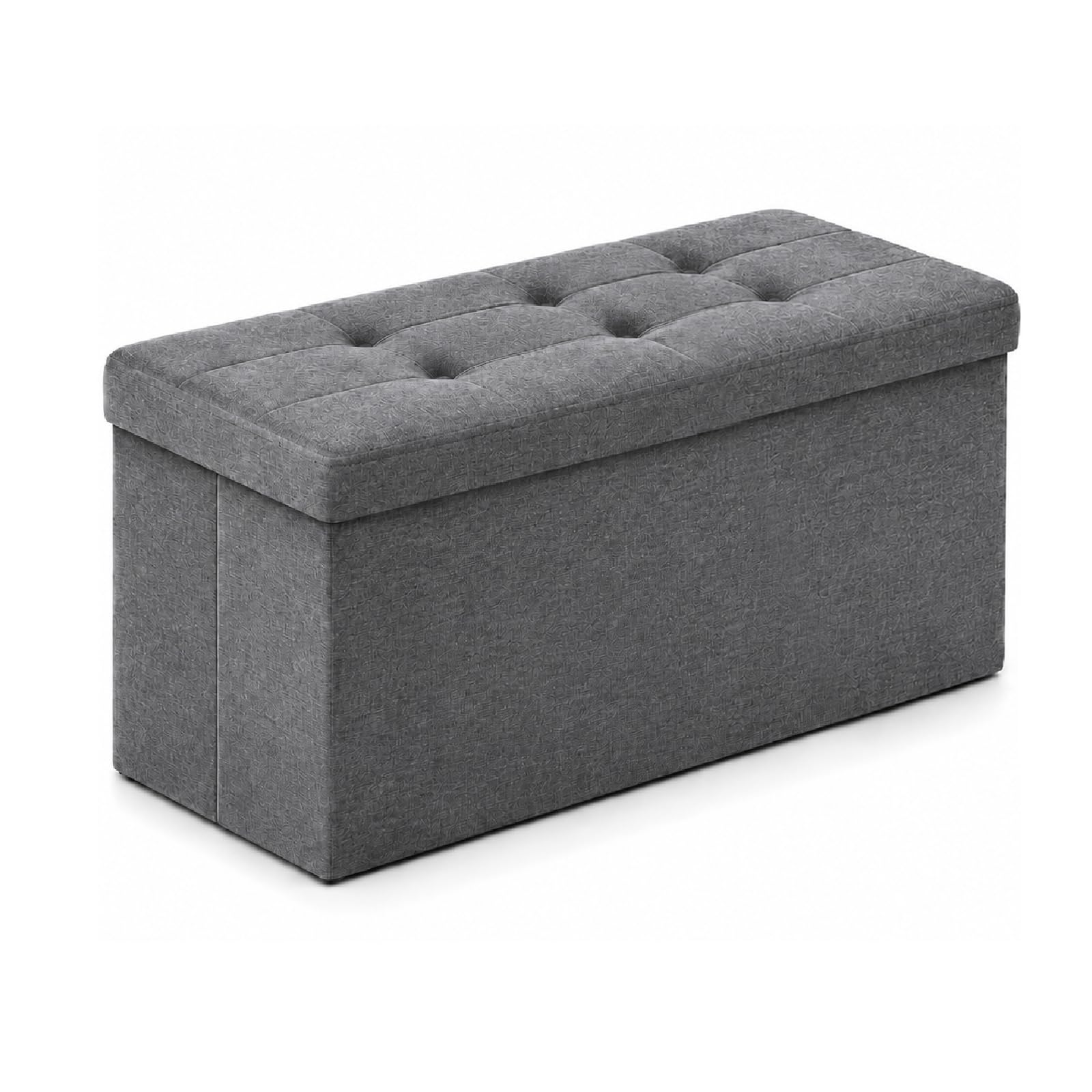ALASDO 30 Inch Folding Storage Ottoman Bench with Hidden Storage, PU Leather Ottoman Foot Rest Stool, End of Bed Bench for Bedroom, Living Room, Entryway and Closet, Grey
