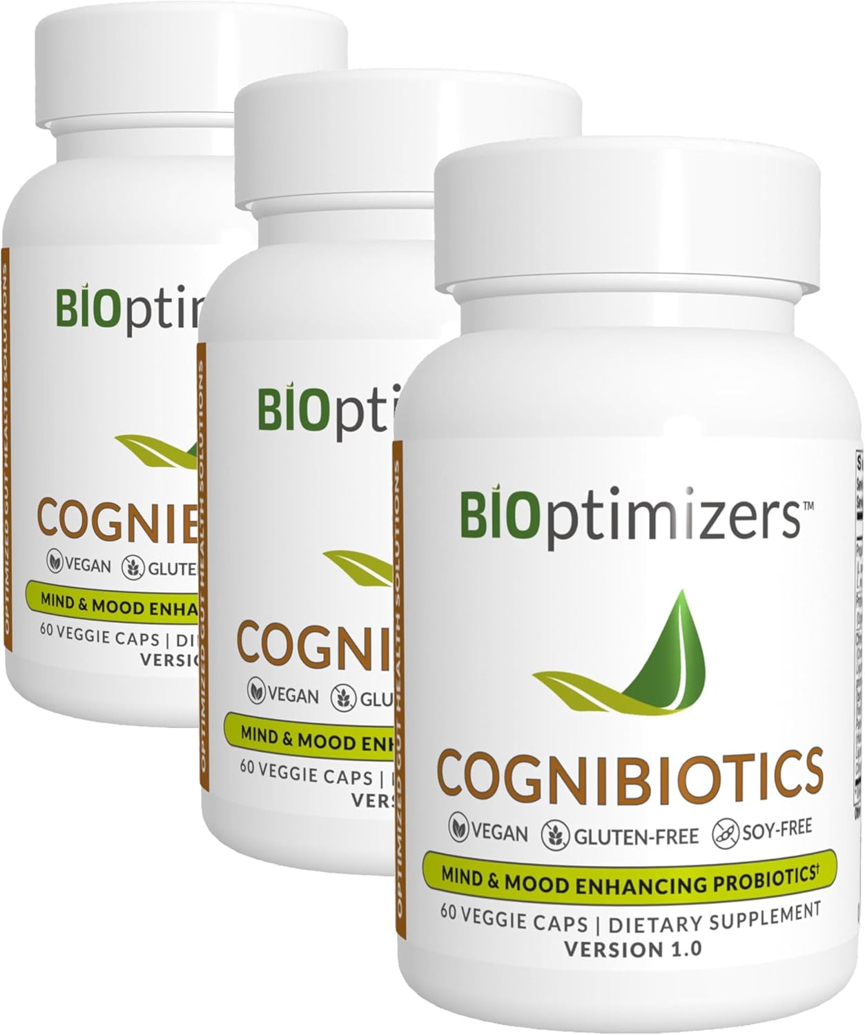 BIOptimizers Cognibiotics Probiotic Brain Supplement - Helps Support Mood, Better Focus, Memory, Mental Clarity - 60 Capsules