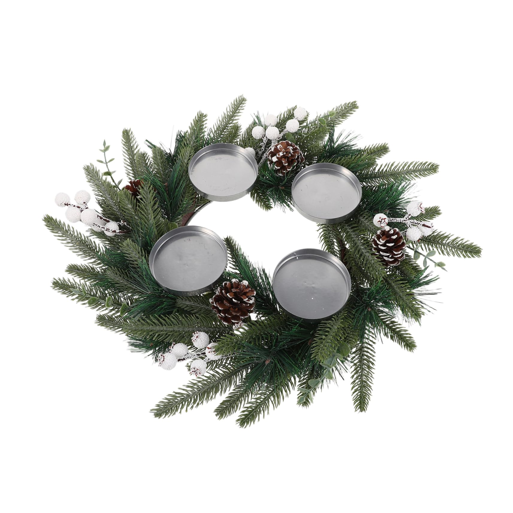 Adventskranz Künstlicher Weihnachten Kerzenhalter Mit Kiefernzapfen Beeren Festlicher Tischkranz Für Kamin Esstisch Fensterdeko Einfacher Aufbau Elegantes Design