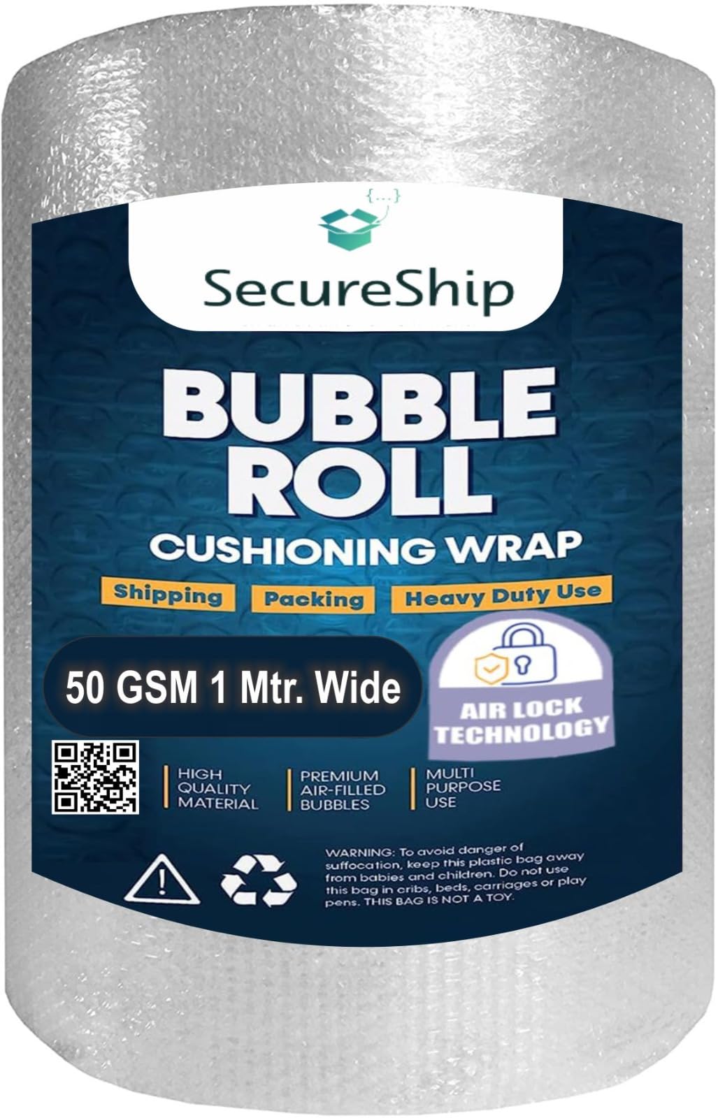 SecureShip 50 Gsm Heavy Air Bubble Wrap Packing Roll for Safety, Multipurpose Packing Needs 1 Meter Wide (50 Meter) (B0CLV8XBLK) Amazon Price History, Amazon Price Tracker