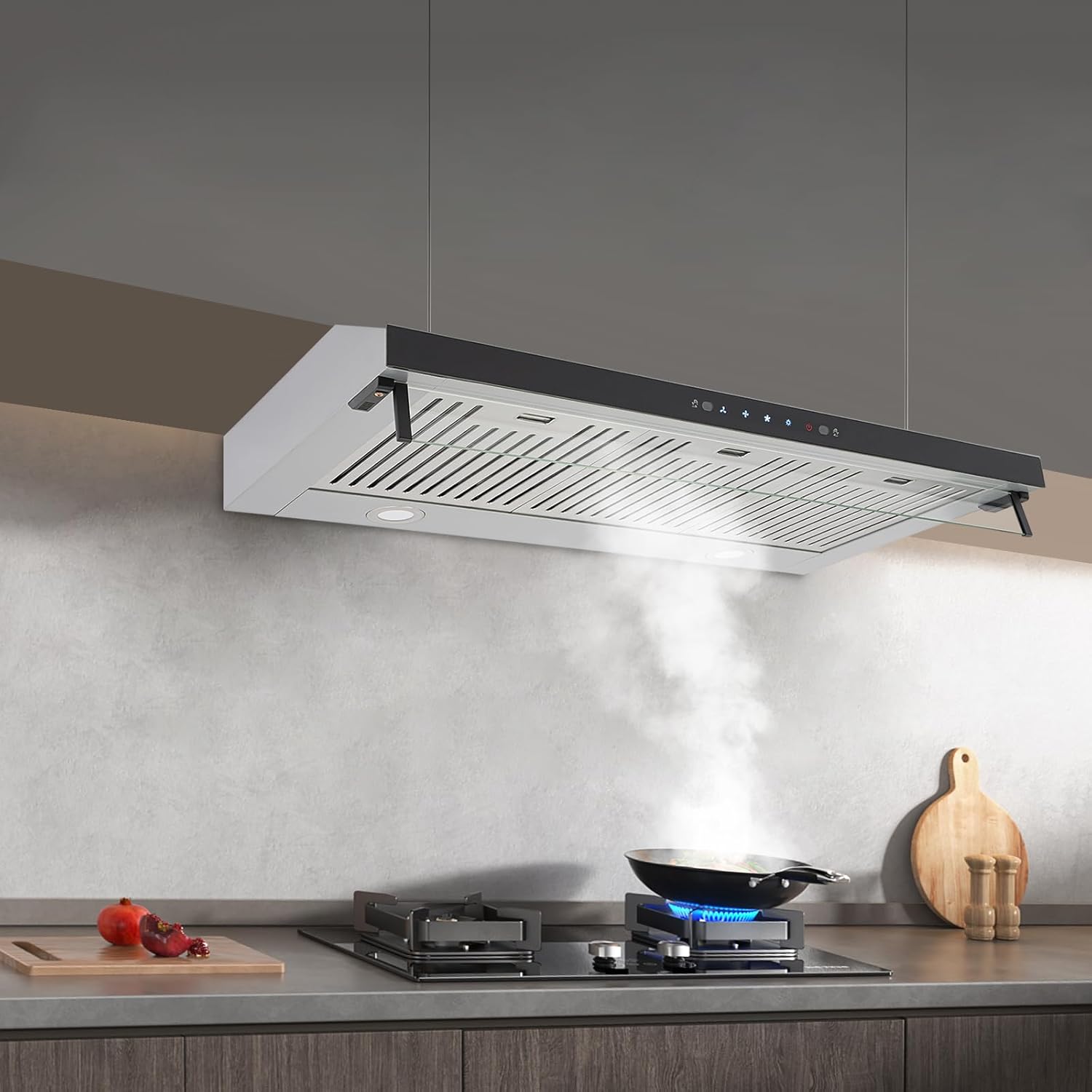 36 inch under cabinet range hood touch controls and LED lights
