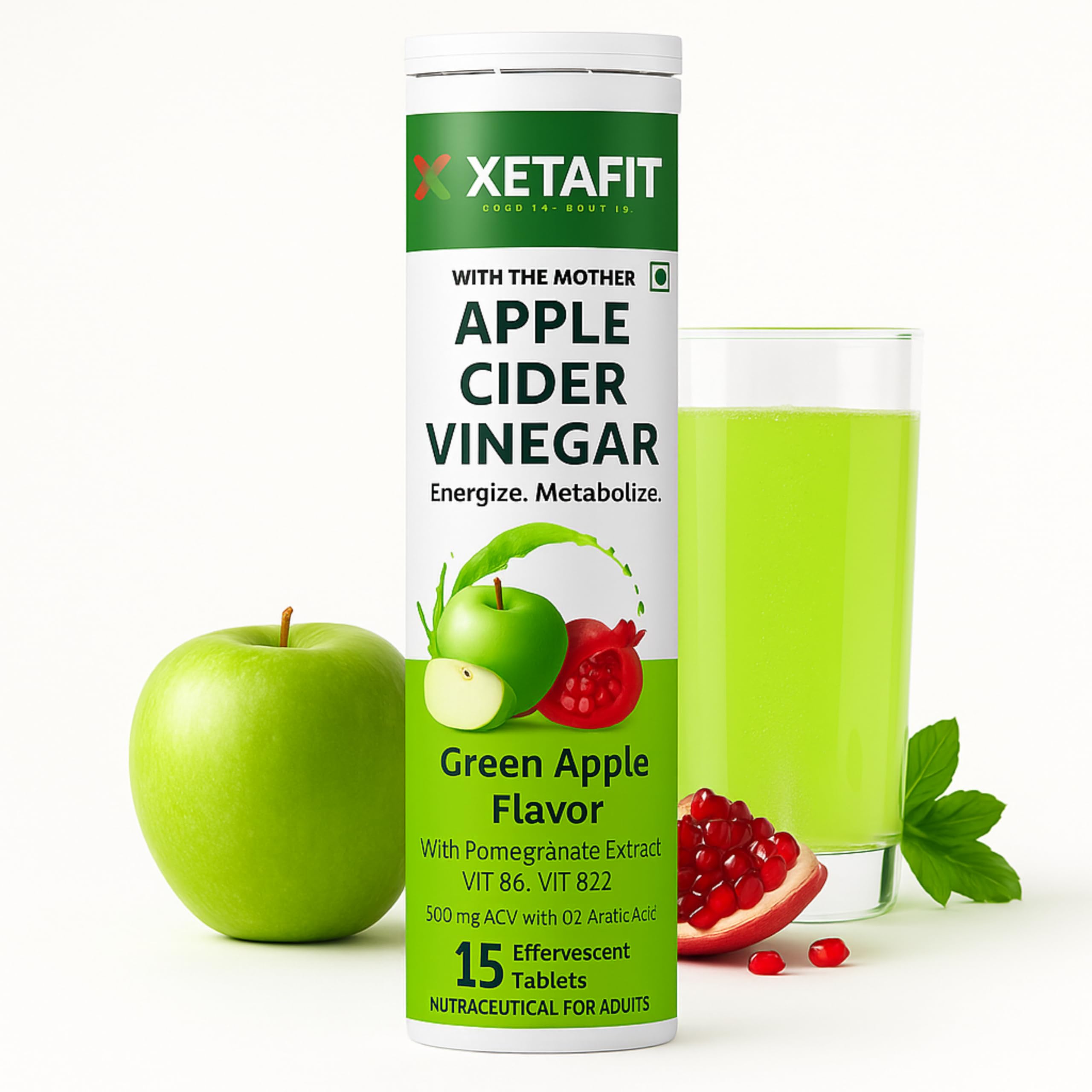 Apple Cider Vinegar Effervescent Tablets | 500mg ACV, Vit B6 & B12 | Green Apple with Pomegranate | Weight Loss, Detox & Digestion Support | Sugar-Free Fizz Tablets | Pack of 1 (15 Tablets)-image-7