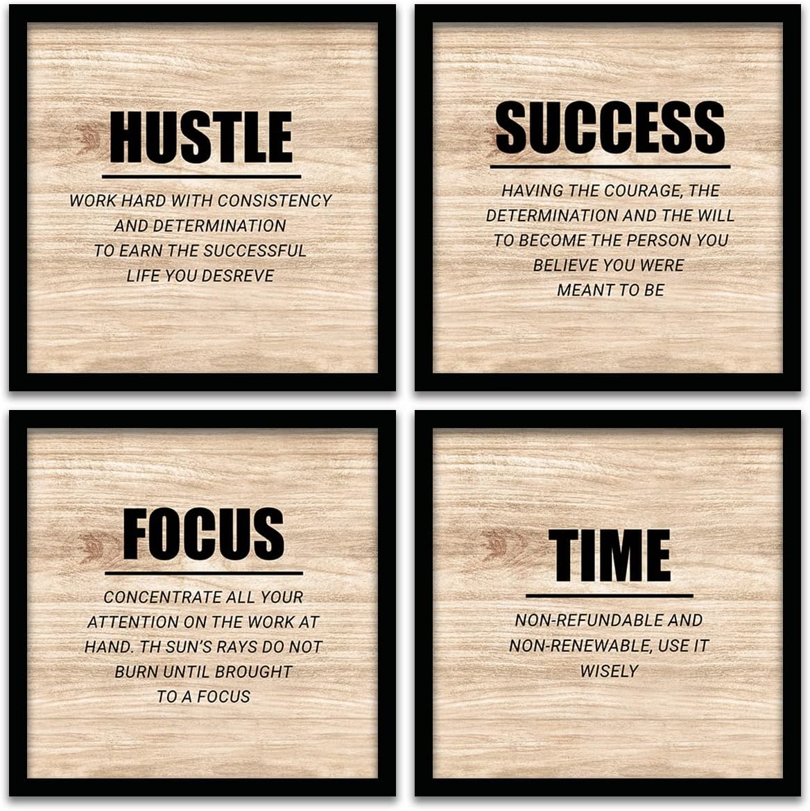 kotart Engineered Wood-Frames For Wall Decor-Motivational Photo Frames For Wall Decoration-Quotes Wall Poster With Frame For Room Living Room (11 InchX11 Inch, Multi) Set Of 4