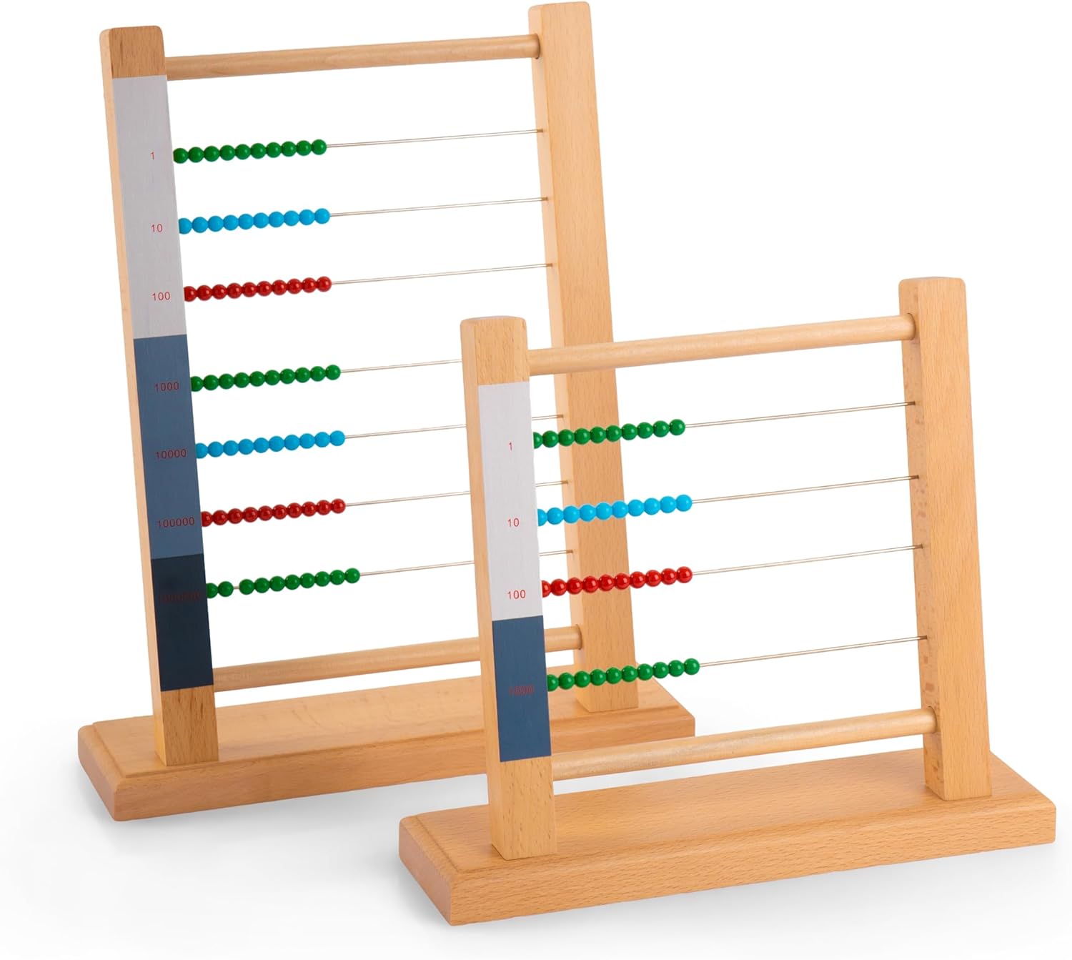 Premium Montessori Small Bead Frame,9.1in Solid Beechwood Math Toy for Ages 5-9, Teaching Aids for Addition Subtraction with Carrying Borrowing, Homeschool & Classroom Educational Gift for Kids