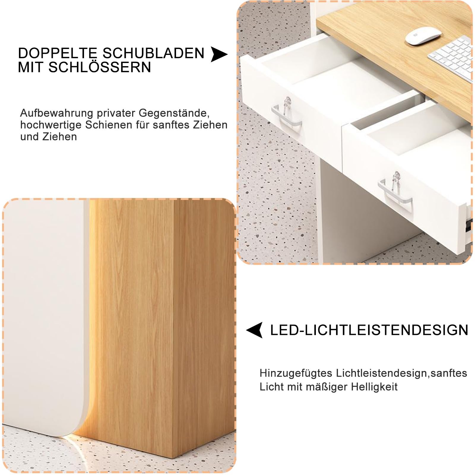 Empfangstheke Rezeptionstheke Empfangstresen Verkaufstresen Mit abschließbaren Schubladen,80CM Modern und schön HöLzerne Kassentheke Für Firmenhallen Hotelrezeptionen Konditoreien Obstgeschäften(Wit)