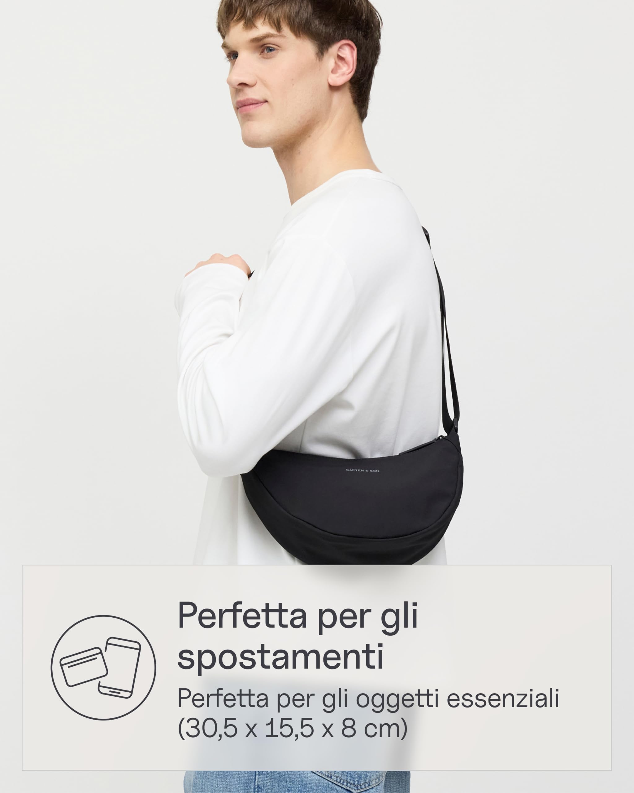 Kapten & Son Moon Bag 3,5L | Marsupio da donna e uomo | Crossbody Bag da donna con cinturino regolabile in lunghezza e scomparto antifurto | Borsa a tracolla impermeabile | ideale per viaggi, festival