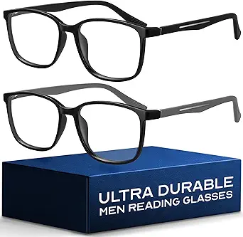 NOVIVON Active-Fit Reading Glasses for Men - Blue Light & UV Protective Readers with Bonus Case & Cloth