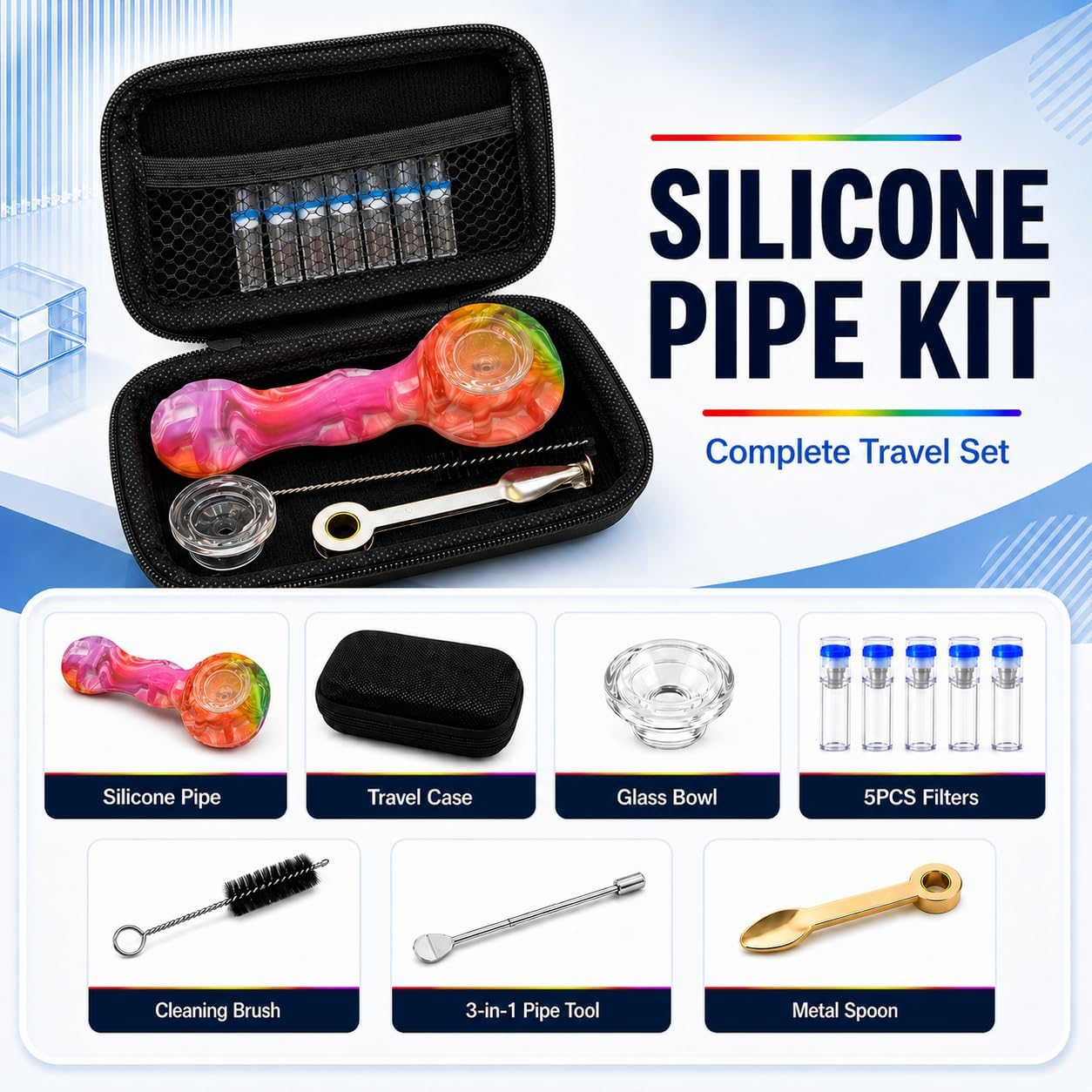 4.2 inch Tobacco Pipe Accessories Set, Stylish and Easy-to-Use Design With Tools, Collector's Gift for Men & Women (C)