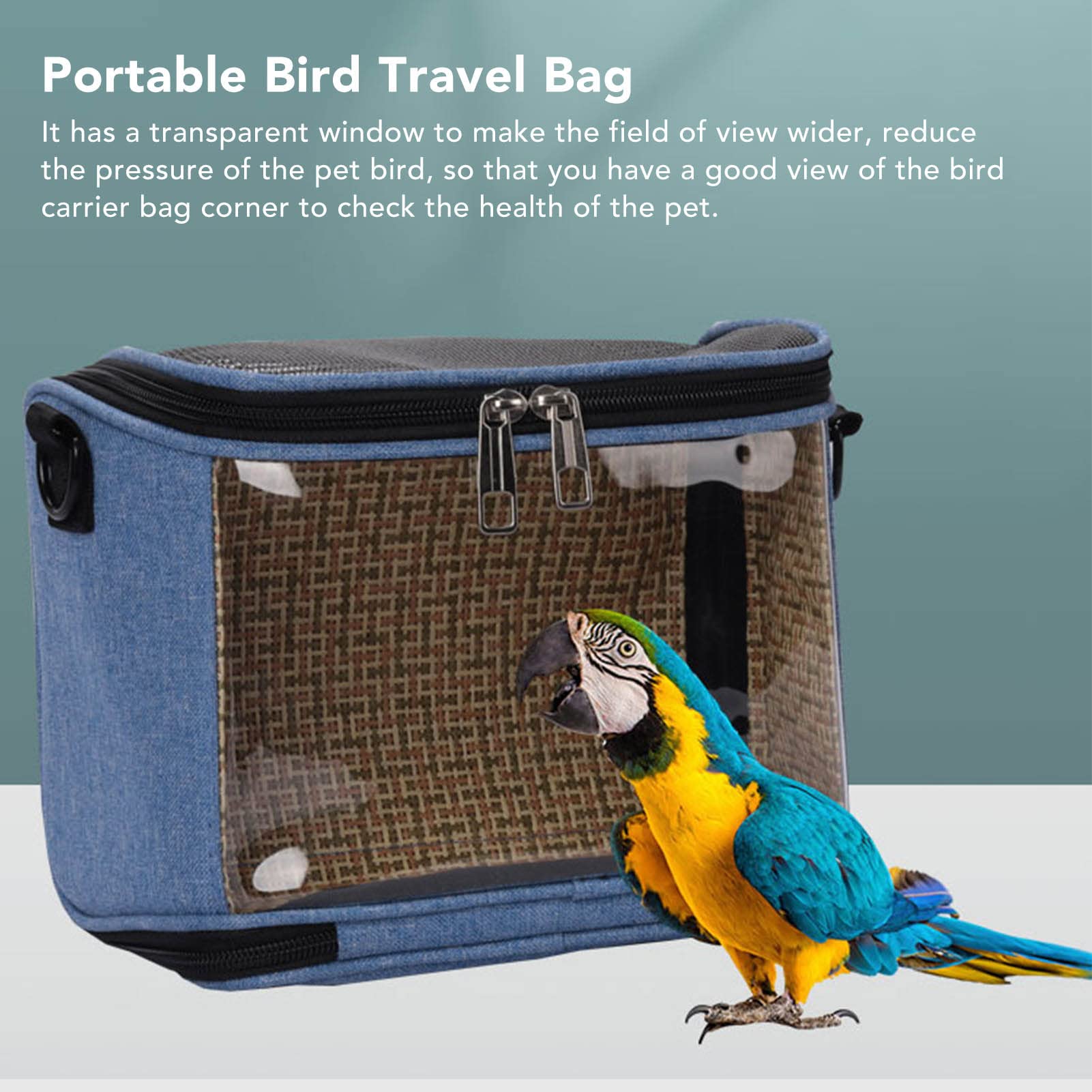 Zerodis Bolsa de Transporte para Periquitos, Jaula de Viaje Transparente, Portátil y Ligera, Transpirable, para Cacatúas, Azul