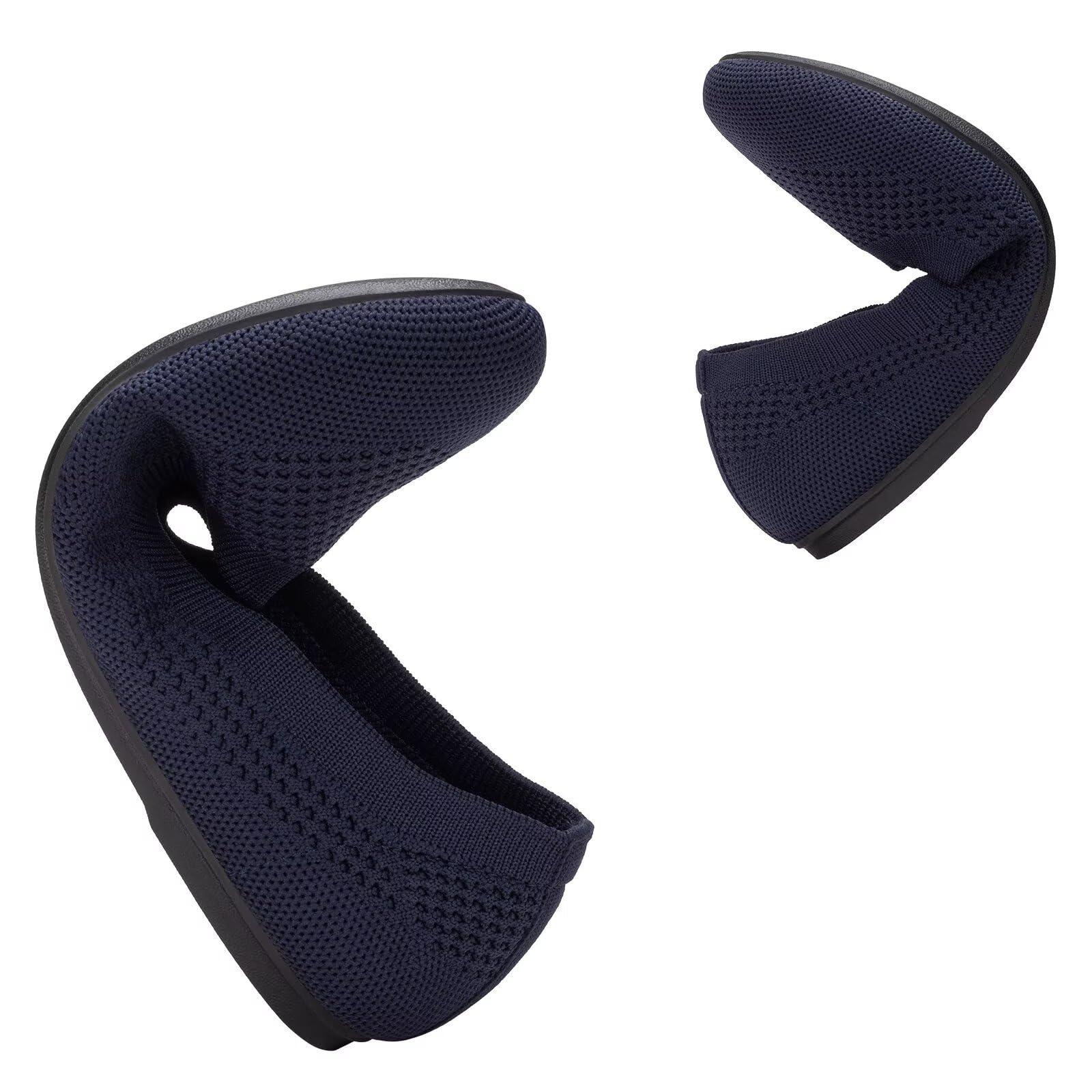 Frank Mully Damen-Ballerinas breite Slip-on-Strickschuhe runde Zehenpartie