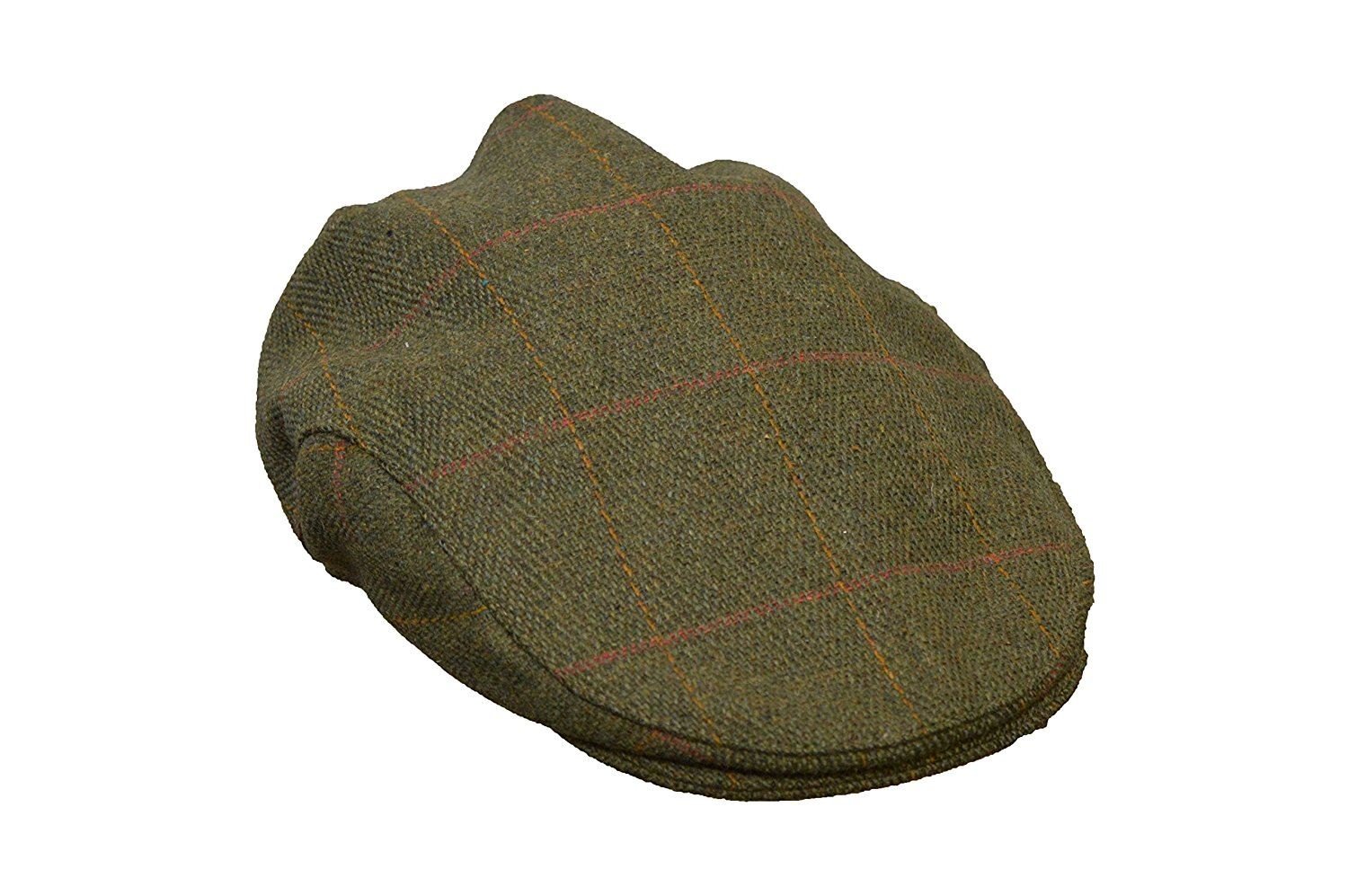 WALKER AND HAWKES Unisex Schiebermütze aus Tweed - Country-Stil - Dunkles Salbeigrün - Größen XS bis 3XL