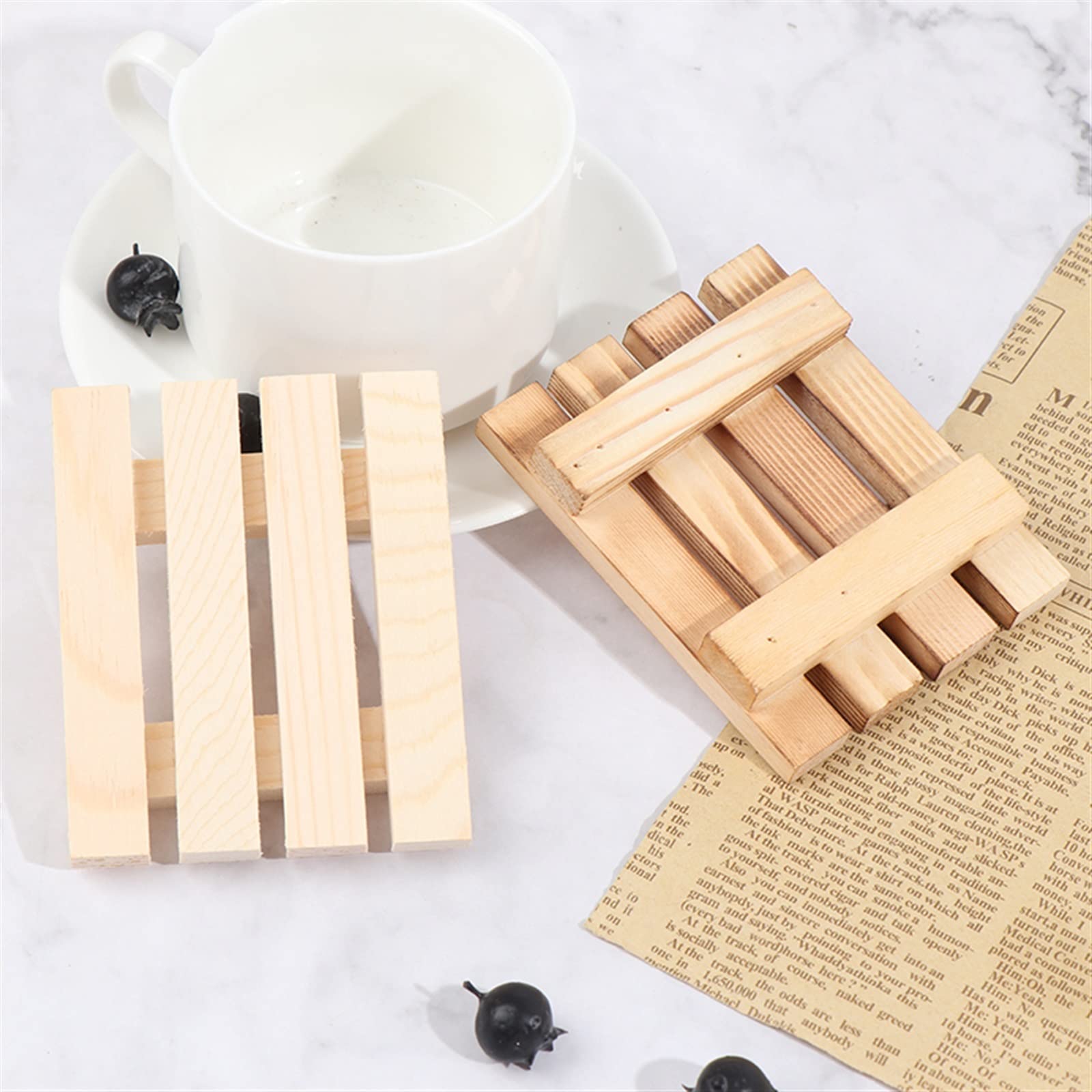 JINGYAN Mydelniczki Wooden Soap Tray Rack For Storing(Light Grey)