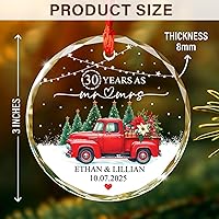 Vista 6 de Personalized 30 Years as Mr & Mrs Glass Ornament, Custom 30th Wedding Anniversary Ornaments with Names Date, Red Truck Xmas Ornament 2026, 30th