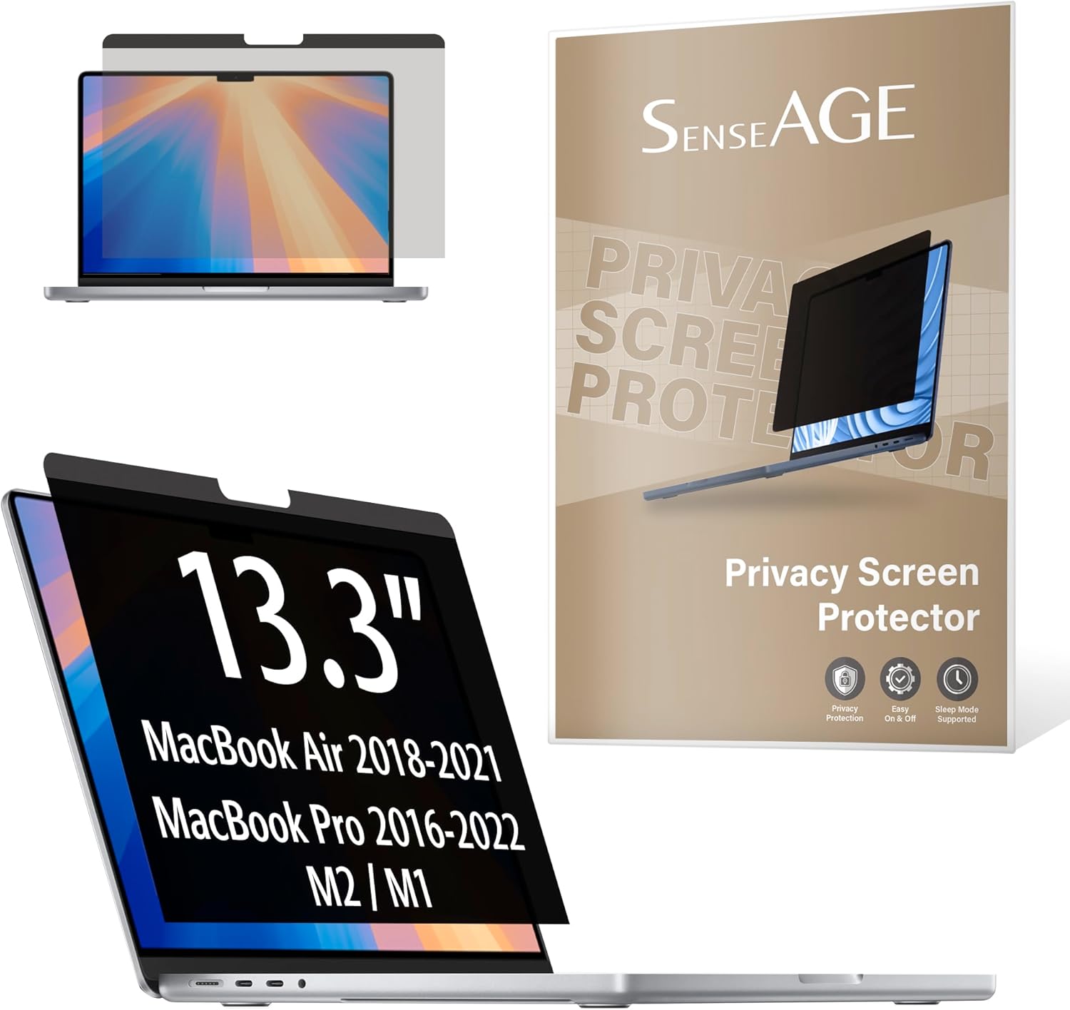 SenseAGE Magnetic Privacy Screen Filter for MacBook Air/Pro 13.3 Inch & Compact Ergonomic Mouse Pad with Wrist Support