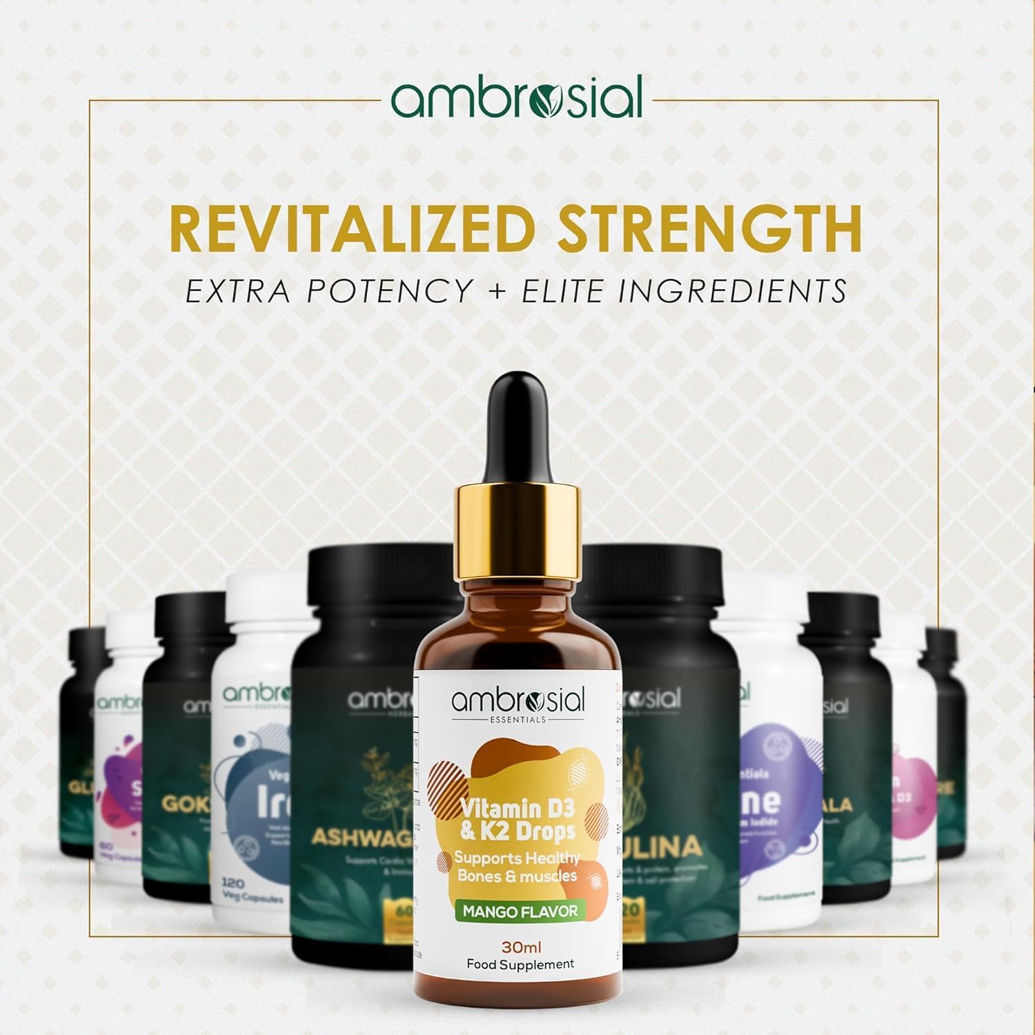 AMBROSIAL Vitamin D3 K2 Drops - for Adults and Kids (Pack of 1-30ml)