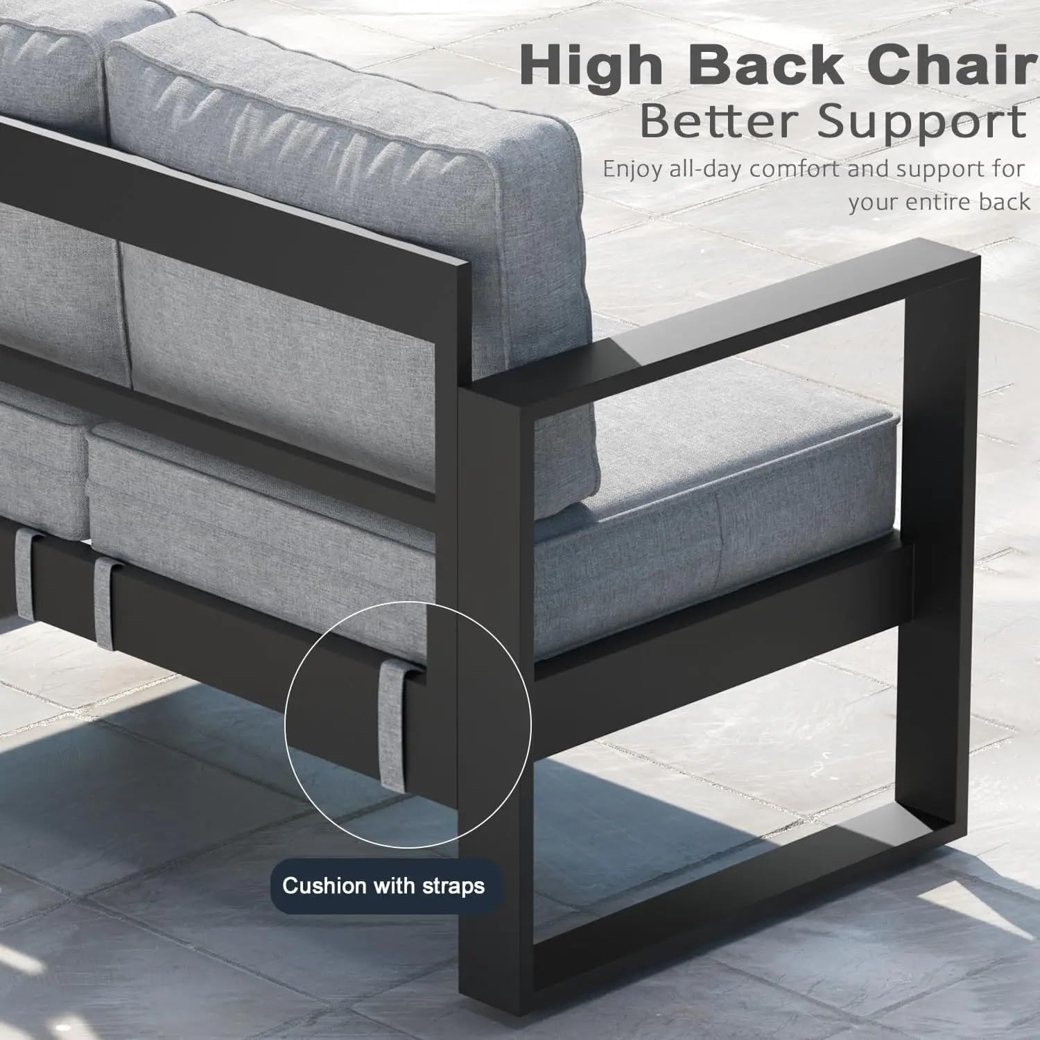 5 Pieces Aluminum Outdoor Patio Furniture Set, Metal Modern Deep Seat Conversation Sofa Set with Coffee Table and Washable