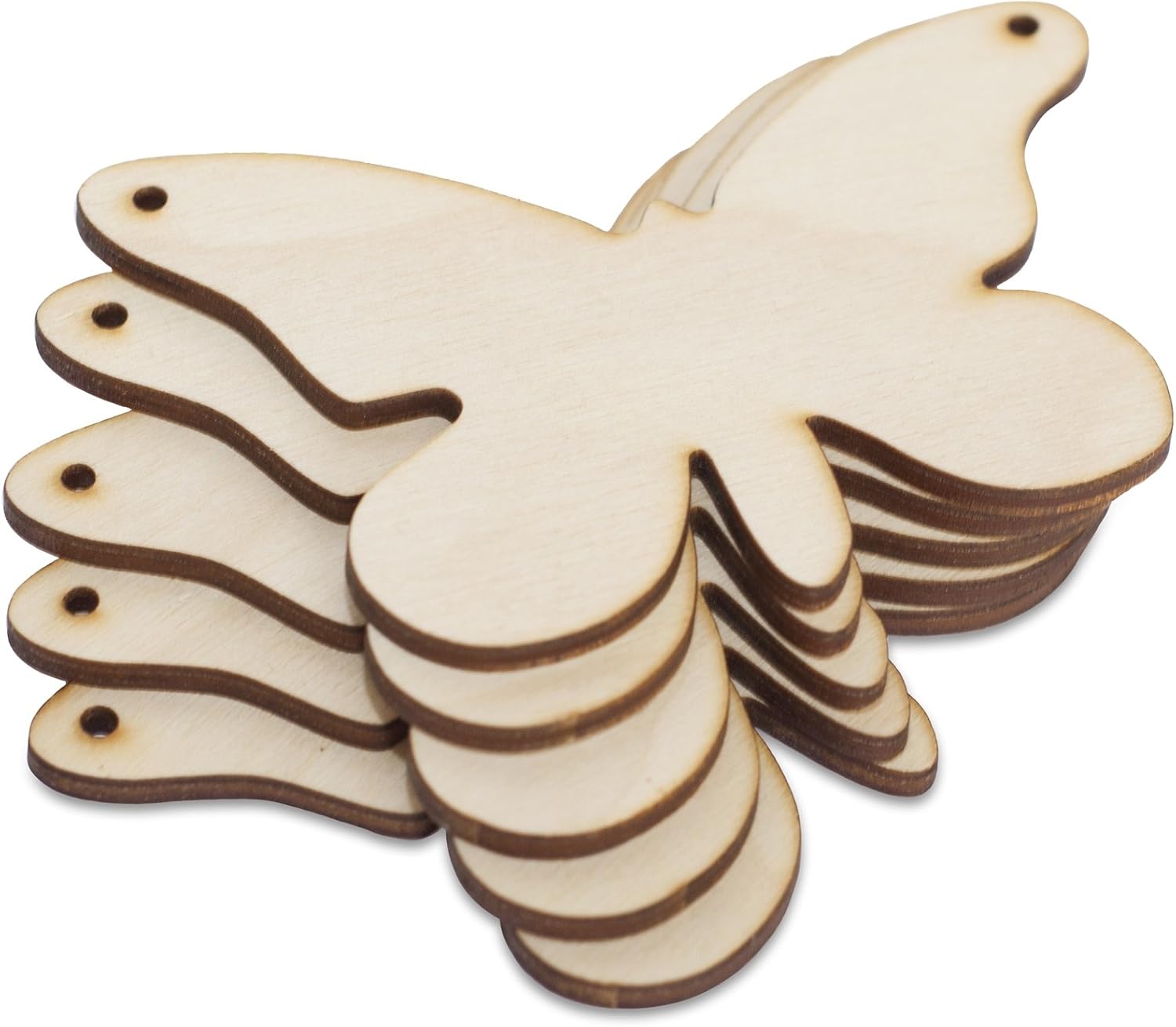 10 x Wooden Butterfly Shape Plywood Cutouts | 3.50x2.28in | Unpainted Blank Plaques Ornament Tags Wood Slices to Hang & Decorate | Arts & Crafts Painting Decoupage DIY Pyrography
