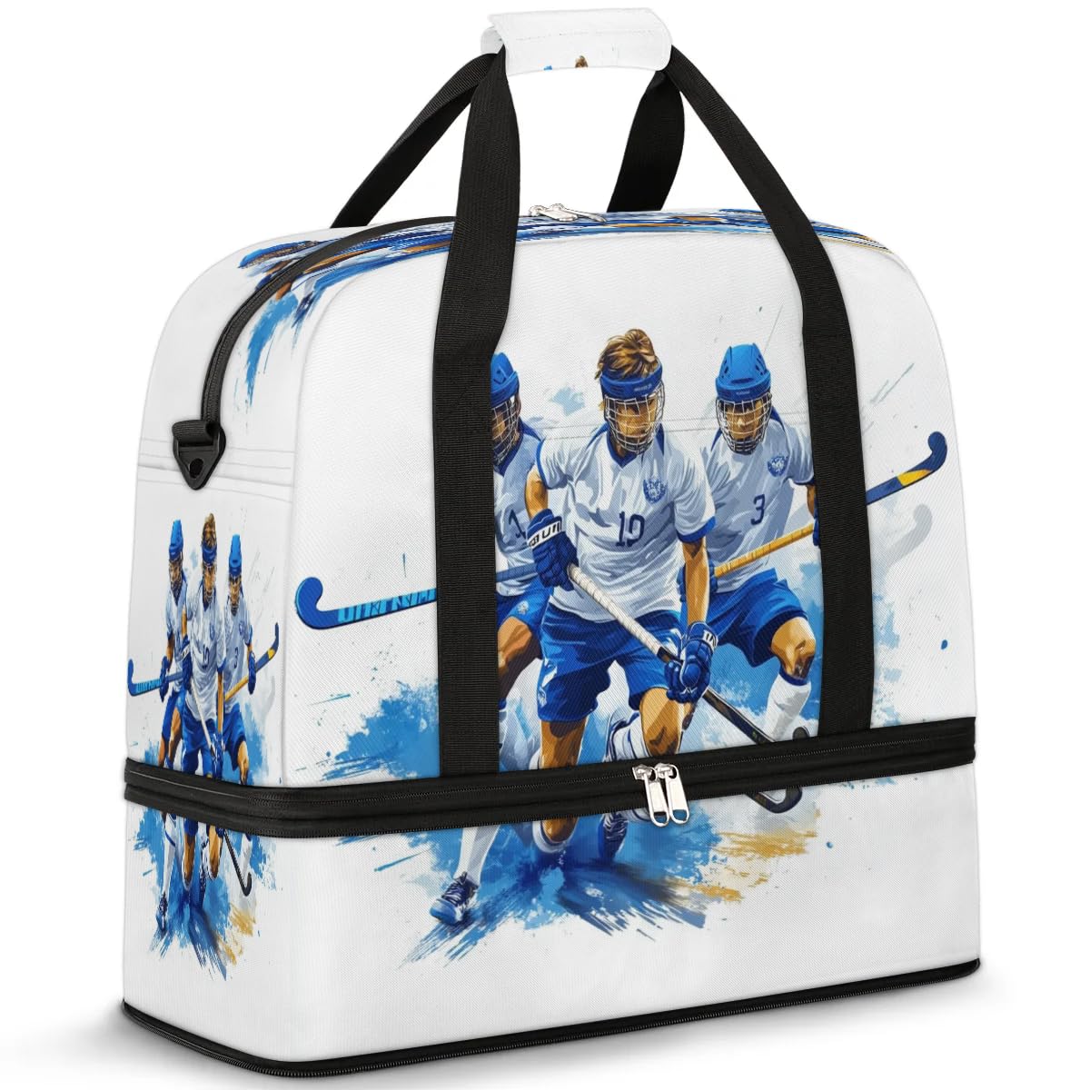 Sac de sport de voyage pour joueur de hockey pour homme et femme, sac de week-end, sac fourre-tout pliable et séparé, 47 l pour sport, gym, yoga, couleur, 47 L, Organiseur de sac