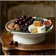 NUOBESTY 28 cm Ceramic Fruit Bowl, White Pedestal Serving Dish