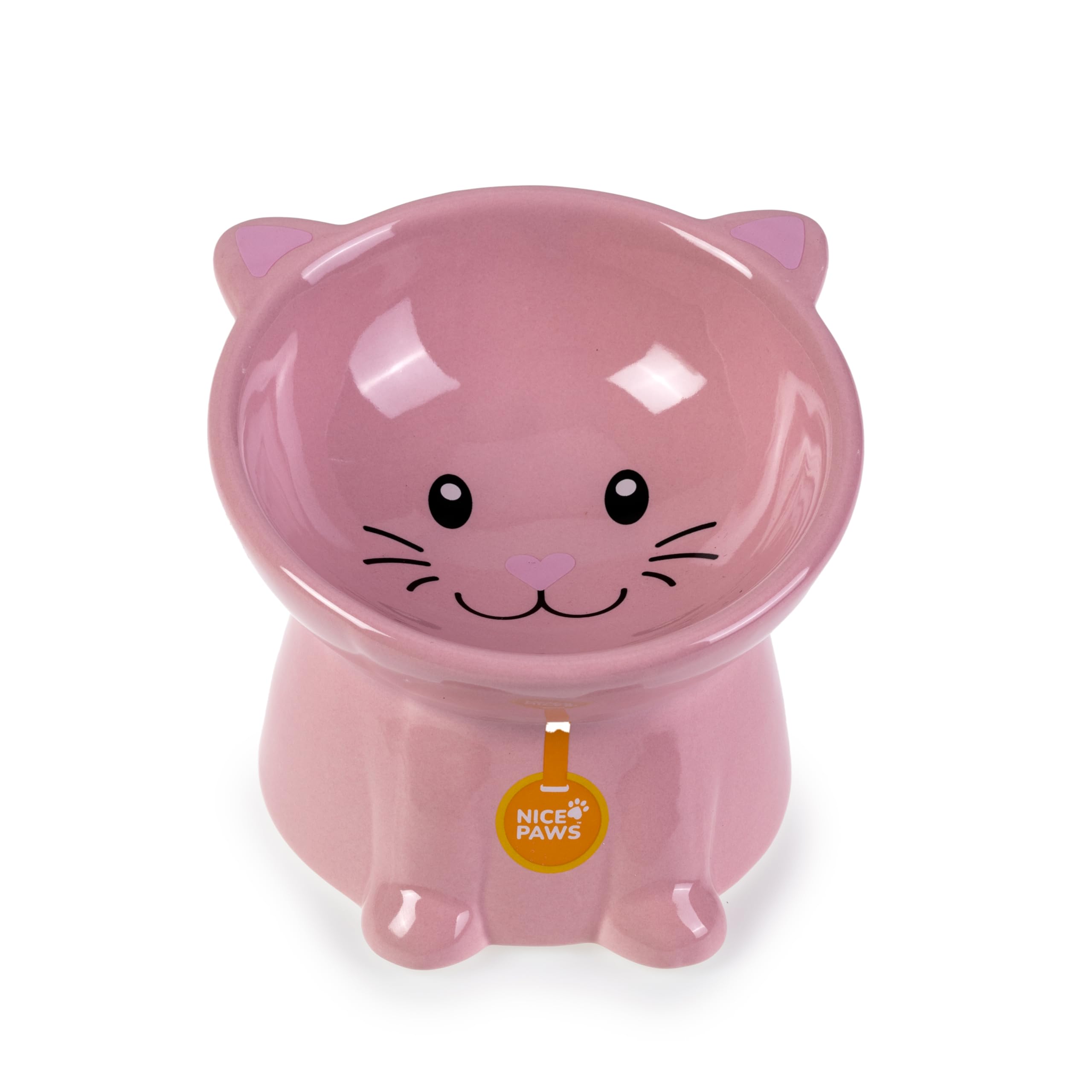 Gamelle surélevée pour chat inclinée en céramique rose pour le repas des chatons