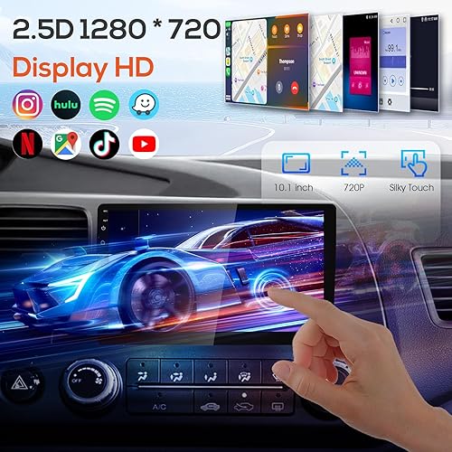Miniatura 7 de Estéreo de coche de doble DIN de 10.1 pulgadas, radio de coche con pantalla táctil 720P con CarPlay inalámbrico y Android Auto, Bluetooth 4.1,