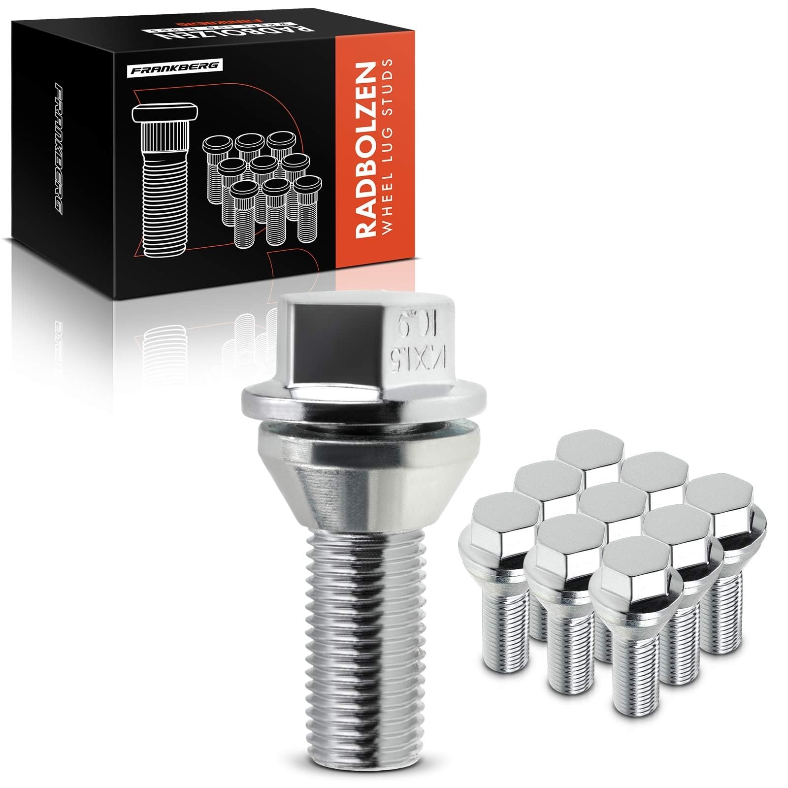 Frankberg 10x Radbolzen Radschraube Vorne Hinten Kompatibel mit S60 I 384 S80 I 184 TS XY V70 II 285 P80 SW XC70 II 136 2.0L-3.2L 1998-2019