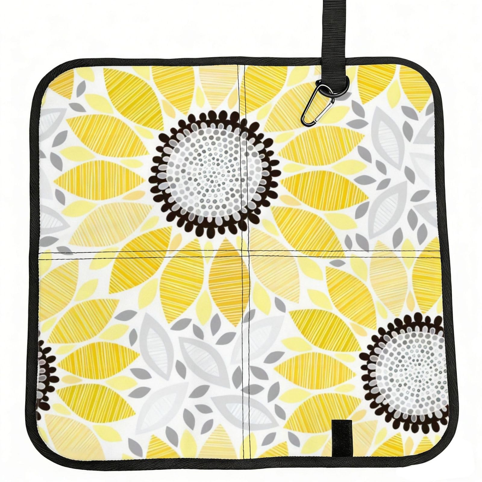 WZYCWB Abstract Sunflowers Foldable Seating Cushion with Carabiner - Stadium Mat for Camping, Hiking and Outdoor Activities