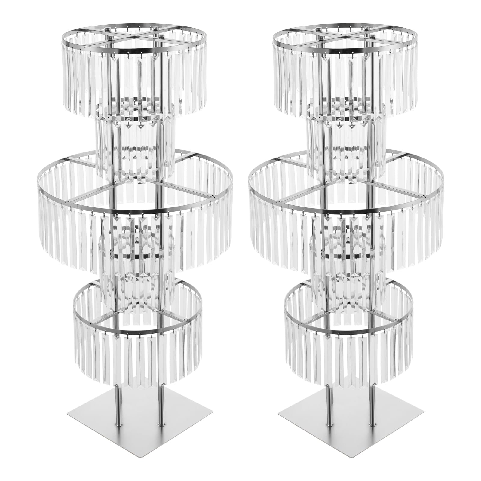 Soporte para flores de cristal de 5 niveles, color plateado y transparente, 2 unidades, soporte de flores de cristal para jardines, balcones, entradas, bodas, estudios fotográficos