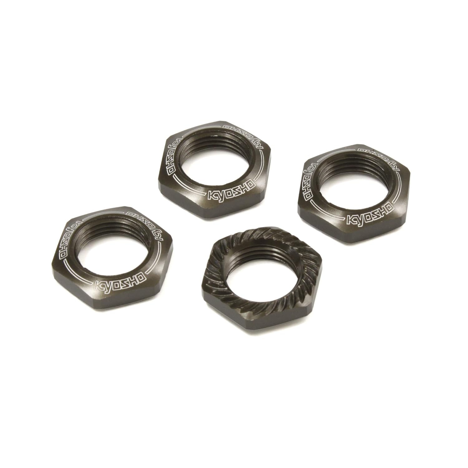 Kyosho America IFW472GM 17mm Wheel Nut (Gunmetal/4 pieces/Serrated)