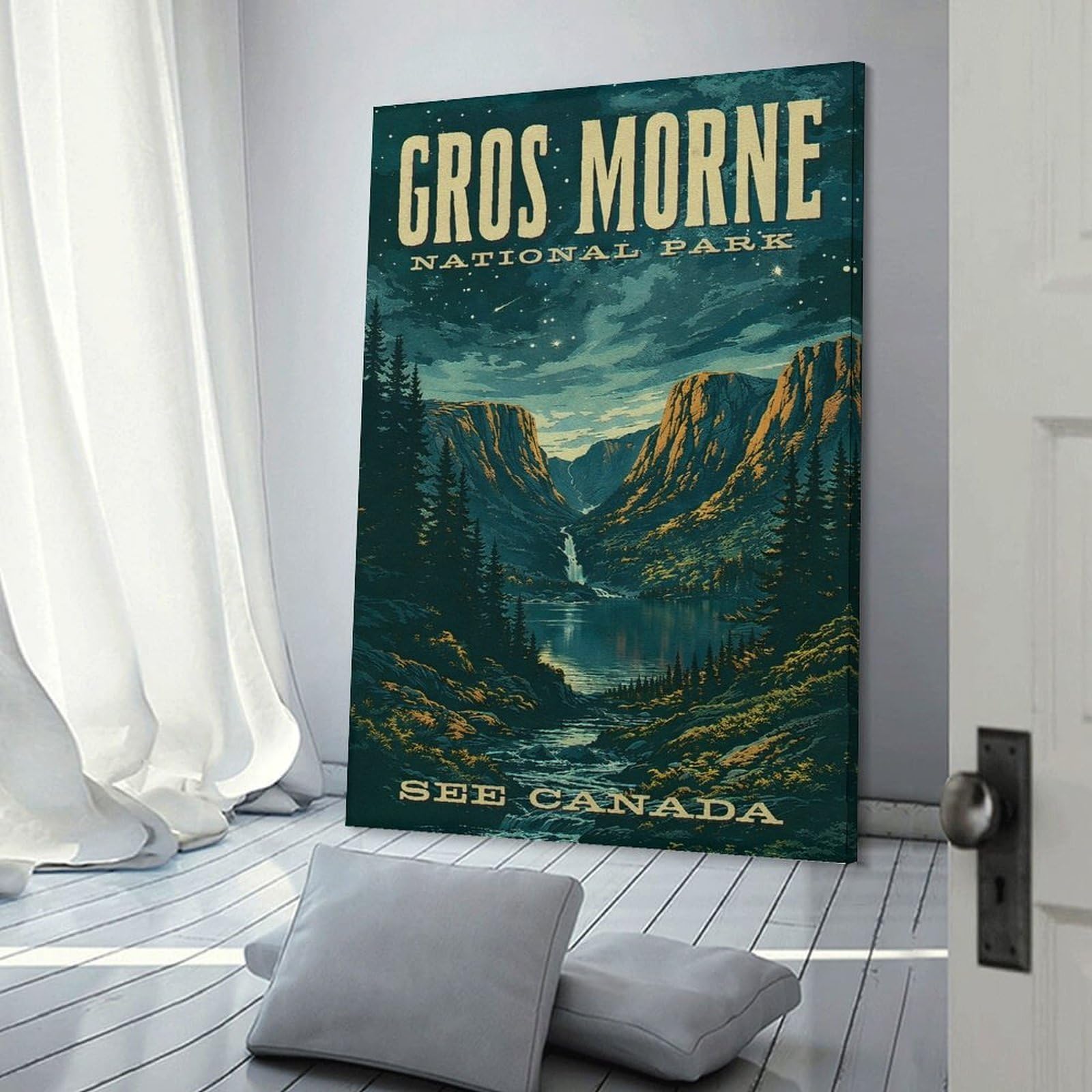 Junmoney Gros Morne National Park Vintage Canvas Wall Art, 24x36inch(60x90cm), for Living Room, Bedroom, Office Or Hallway, Versatile Wall Decor for Many Rooms