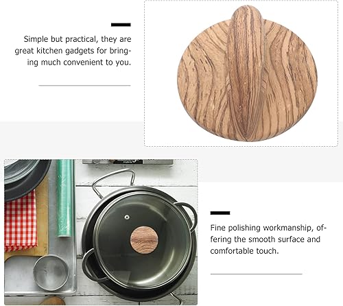 Miniatura 8 de DOITOOL 2 pomos de madera para tapa de olla, pomos universales de repuesto para tapa de olla, asas de sujeción para tapa de utensilios de cocina de