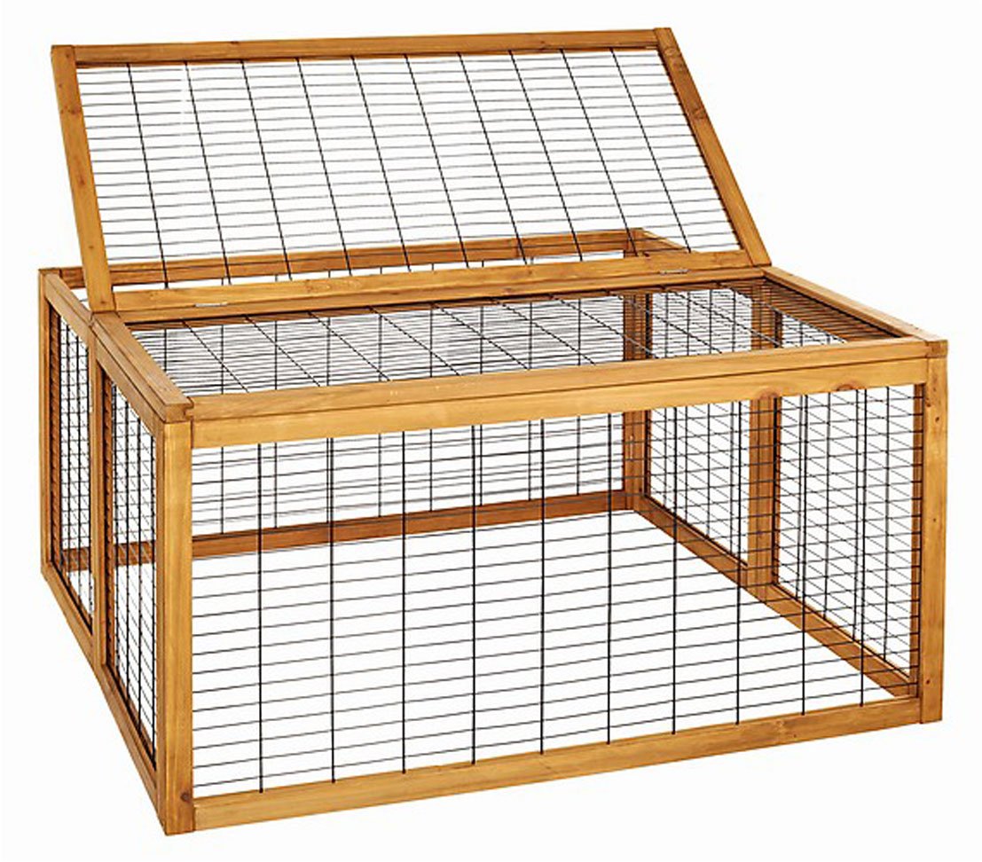 Dehner Freilaufgehege Rolf mit aufklappbarem Dach, ca. 116 x 116 x 58 cm, Holz