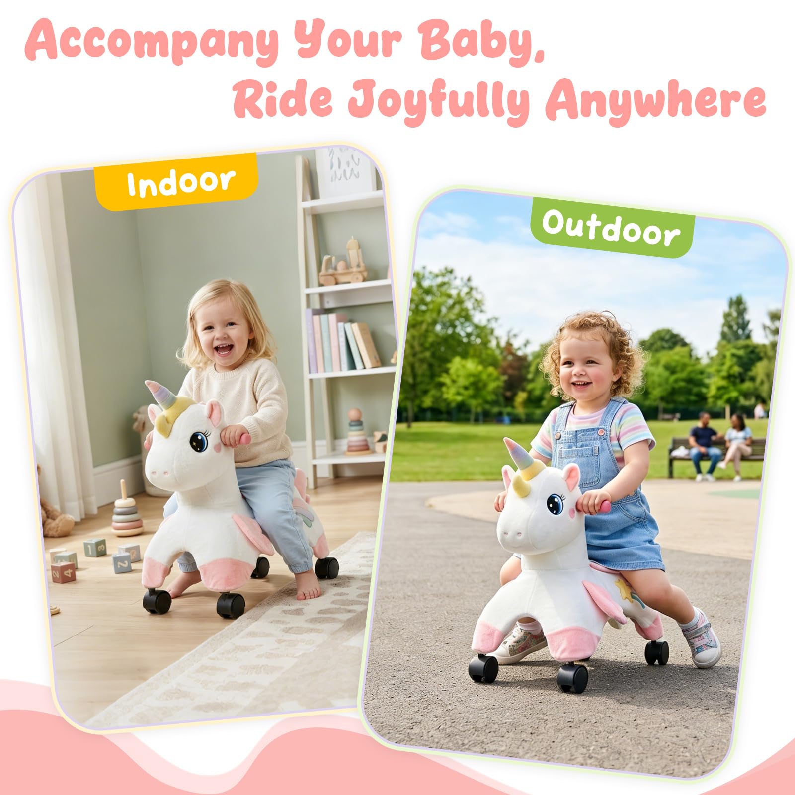 FUNLIO Licorne Porteur Enfant 1-3 ans Roues Pivotantes 360° Développer Équilibre Coordination Intérieur Extérieur Facile Assembler