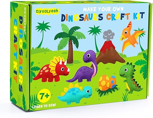 Miniatura 46 de CiyvoLyeen Kit de costura para niños – Juego de costura DIY Safari Jungle Animales Felpa Adornos de Fieltro para niñas y niños de 7 a 12 años, kit