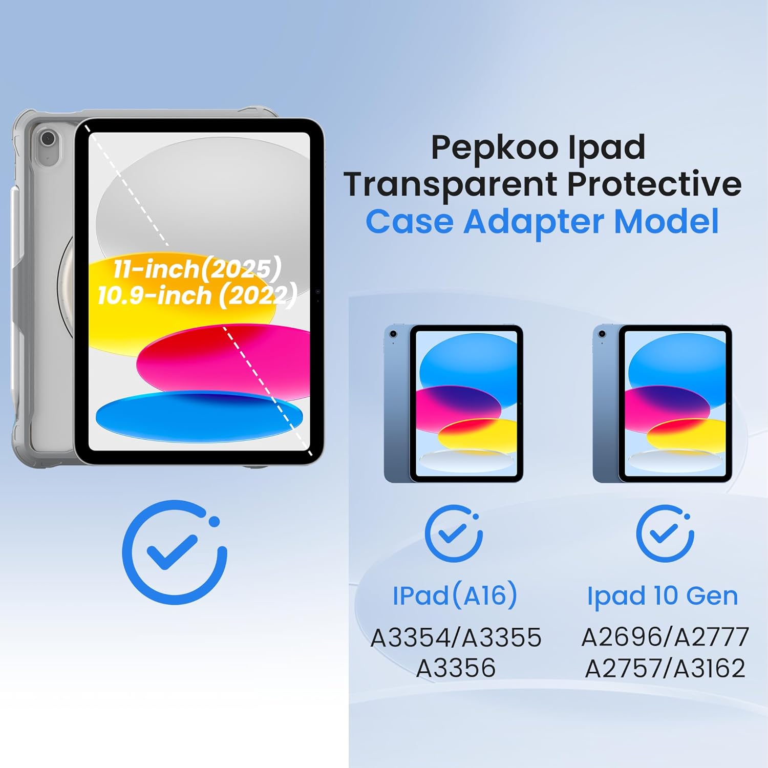 Pepkoo for iPad 11th Gen (A16) 11 Inch 2025, 10th Gen Case 10.9 Inch 2022,with 360 Rotating Ring Stand, Shockproof Dropproof Case for Kids with Kickstand and Pencil Holder