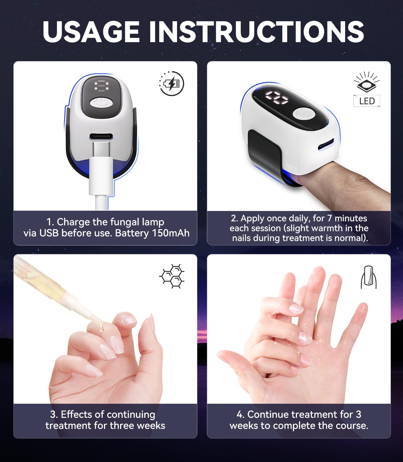 New Nagelpilz Lasergerät【Upgrade 3 * 470nm Blau & 1 * 905nm Infrarotlicht 】Nagelpilz Laser 【21Tage schnell wirkende】Nagelpilz Testsieger