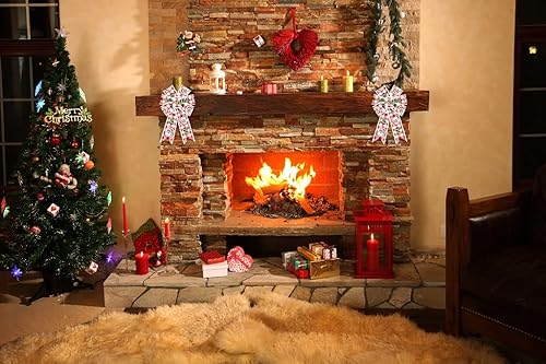 Vista 28 de Threetols 2 rollos de cintas de Navidad con borde con alambre de 10 yardas, cintas de terciopelo rojo y verde de 2.5 pulgadas, cinta de color sólido