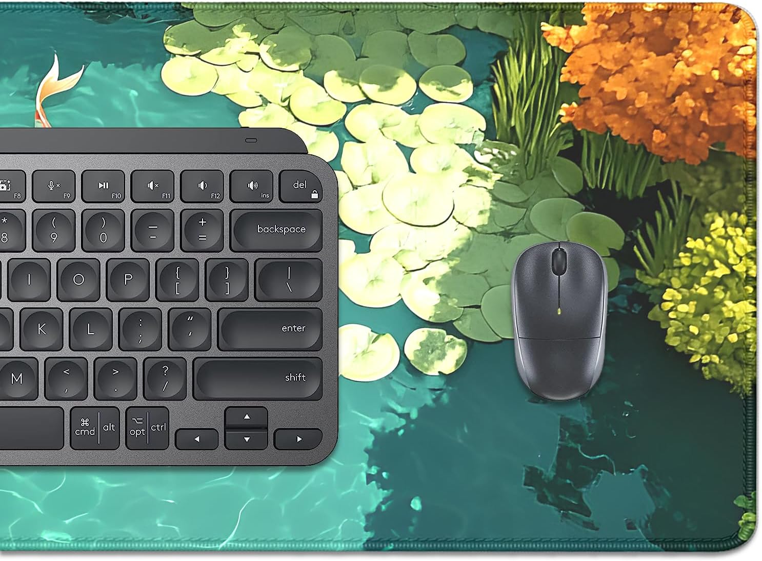 Koi Carp Fish Desk Pad Mouse Pad,Large Gaming Mouse Mat with Stitched Edges,Non-Slip Rubber Base Mousepad for Office PC Keyboard Laptop and Home Work Desk Mat(27.5X11.8 in) - Image 5