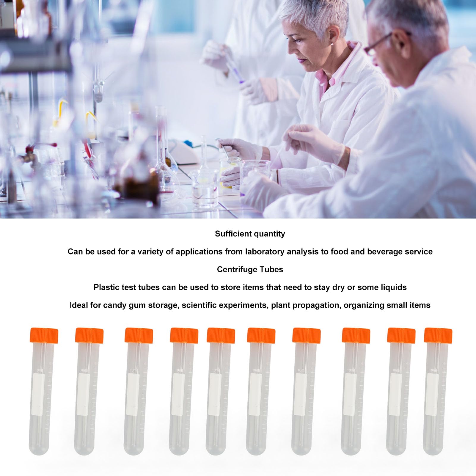 Provette da Centrifuga da 100 Pezzi da 10 Ml con Coperchio a Vite, Scala Trasparente Accurata per Esperimenti Scientifici, Provetta Centrifuga a Spirale