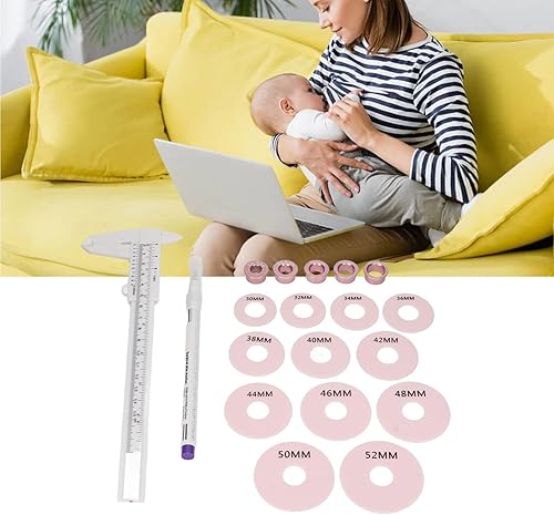Miniatura 2 de Juego de mediciones de areola de pezón, anillos de silicona, rotulador, regla de escala de areola 3D, 12 uds