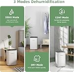 HOGARLABS 34 Pint Smart Dehumidifiers for Home and Basements, with 3 Working Modes, Overflow Protection, and Auto Shut off Restart. Ultra Silent Dehumidifier with Drain Hose and Digital Control Panel.