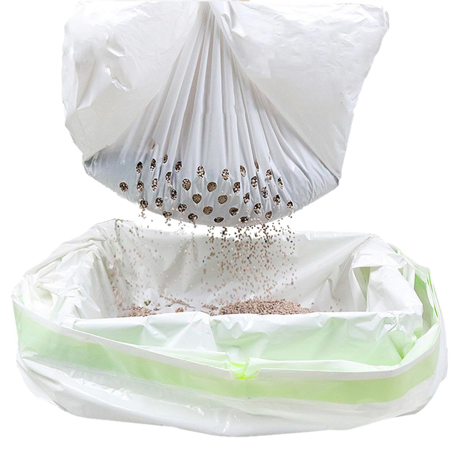 Cat Litter Box Liners - 7pcs Extra-Thick Drawstring Sifting Bags | Portable Garbage Tray Liners, Sifting Filter Hole, Scratch-Proof, Large Capacity Pet Tray Bag Perfect For Cat Sand Storage