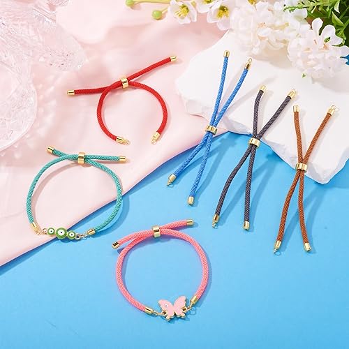 Miniatura 9 de 10 pulseras de nailon trenzado para hacer pulseras deslizantes ajustables con hallazgos de latón dorado para hacer joyas, accesorios de 9 pulgadas