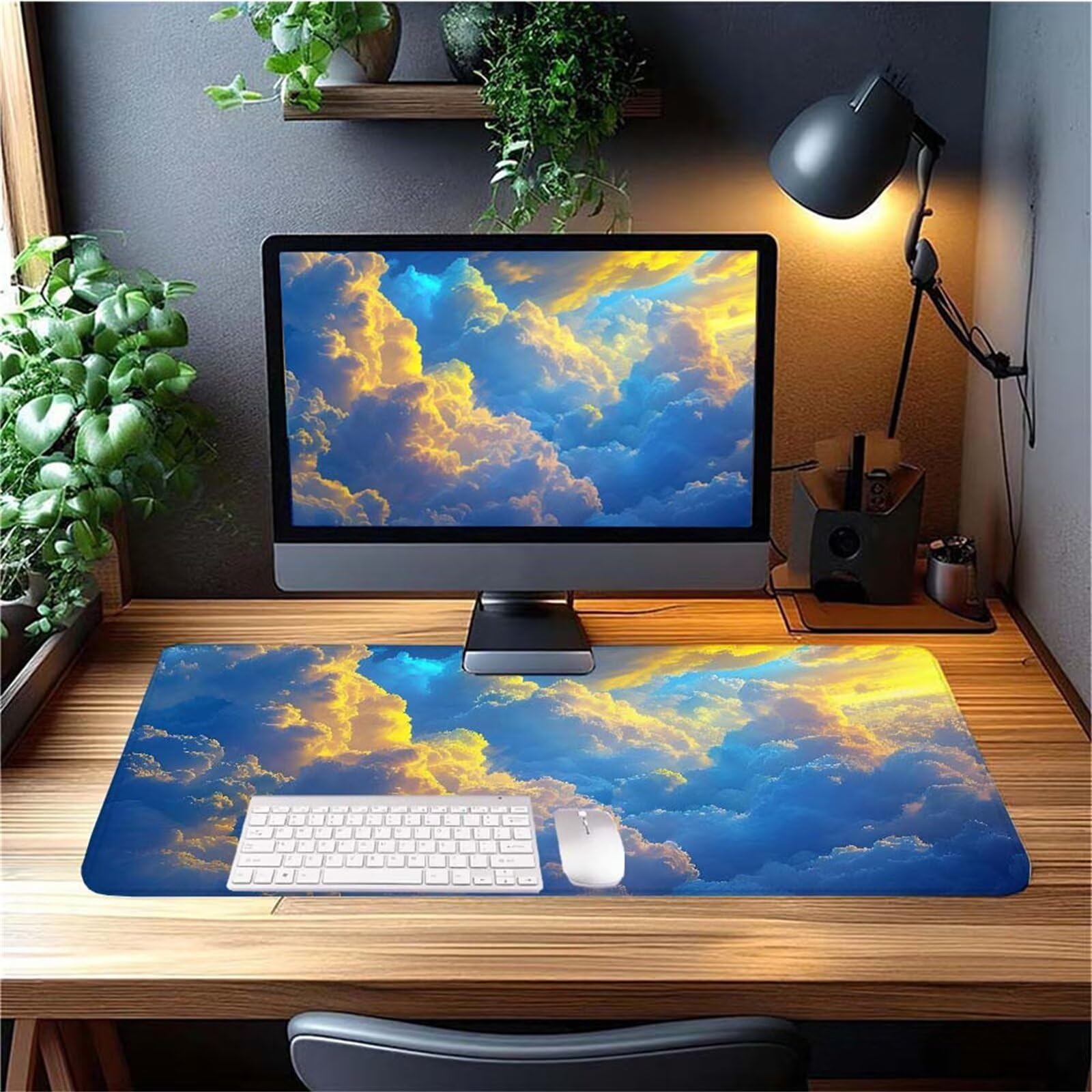 Alfombrilla Ratón Atardecer Nube Alfombrilla Ratón XXL 1400x600x3mm Mouse Pad Resiste Salpicaduras, Extendida de Gran Tamaño con Bordes Cosidos, Mejora la Precisión y la Velocidad,Antideslizante y-341